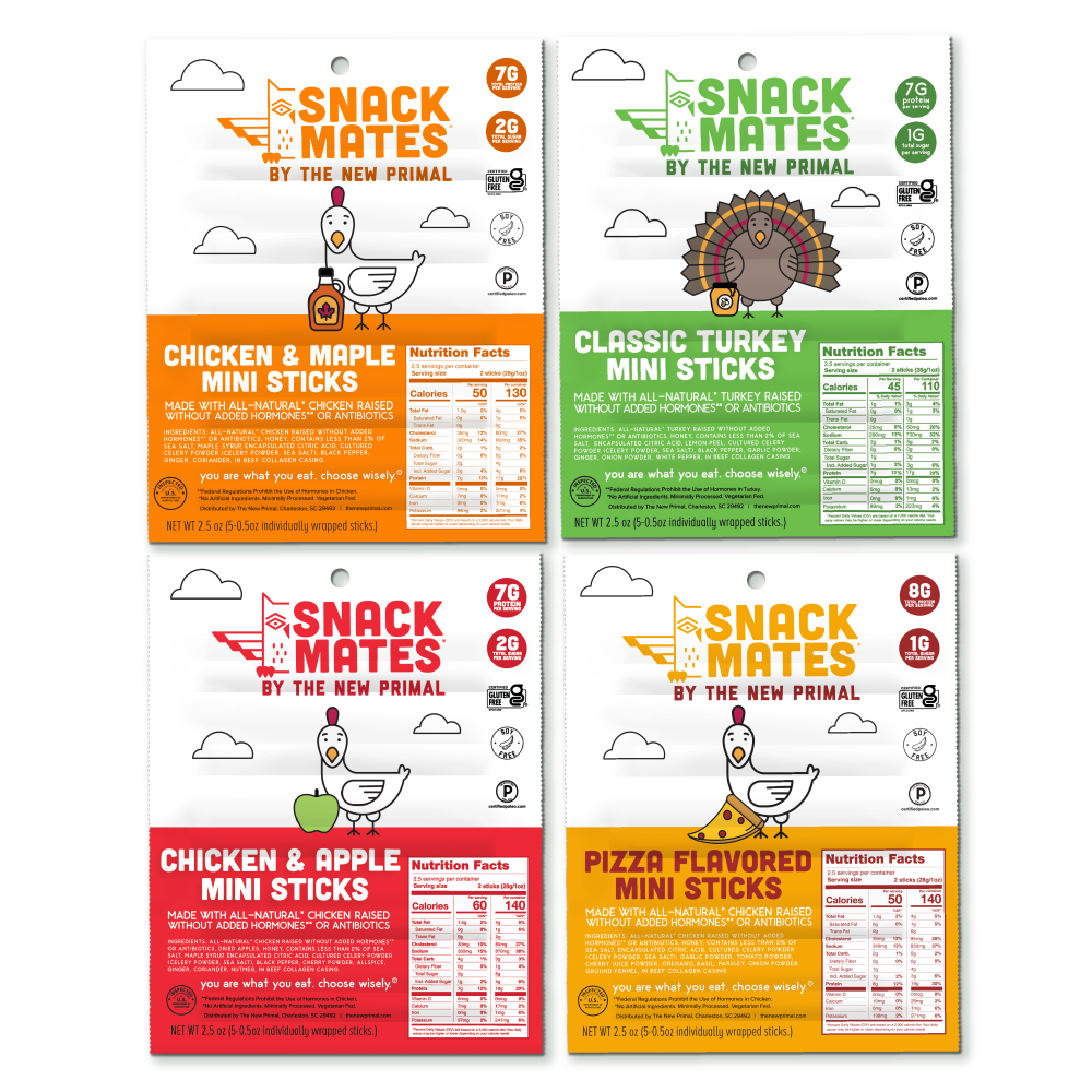 Snack Mates Mini Meat Sticks Bundle (4 Packs, 20 Mini Sticks)