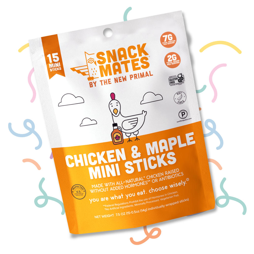 Snack Mates Chicken & Maple Mini Meat Sticks Value Pack, All-Natural Chicken (15 Mini-Sticks)