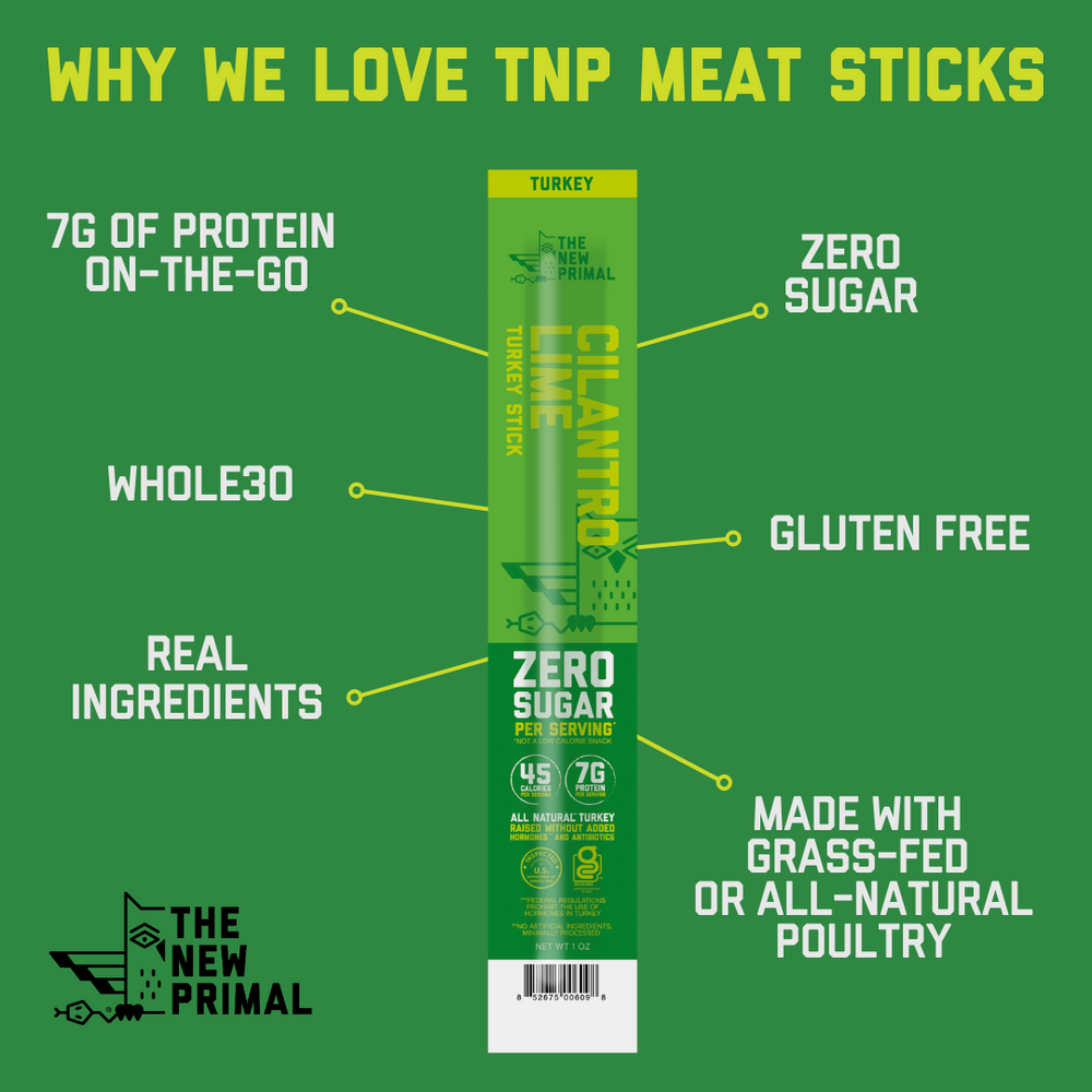 Cilantro Lime Turkey Meat Sticks, All-Natural Turkey, Zero Sugar (20 Sticks)