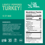 Lightly Peppered Turkey Meat Sticks, All-Natural Turkey, Zero Sugar (5 Sticks)