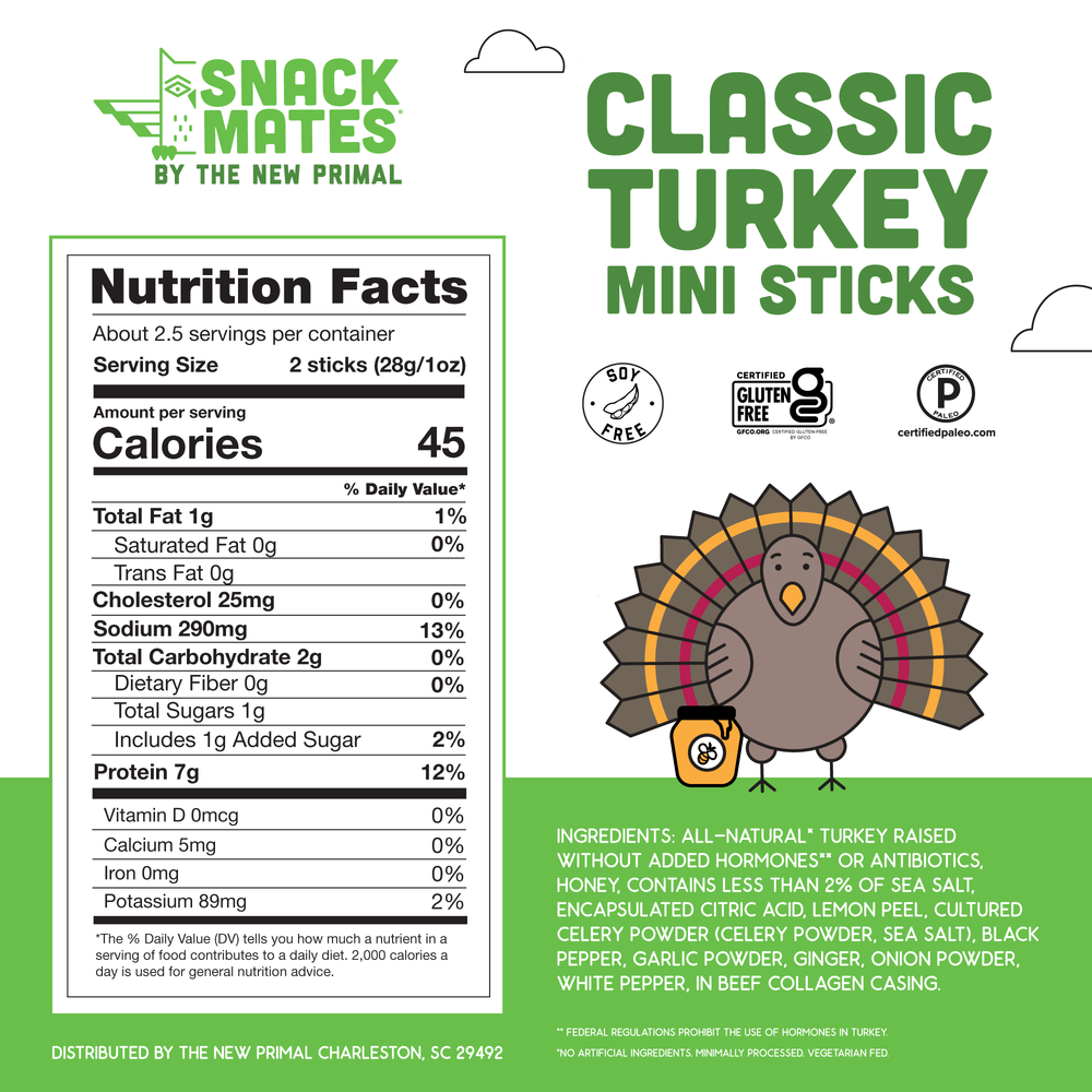 Snack Mates Classic Turkey Mini Meat Sticks, All-Natural Turkey (8 Packs, 40 Mini-Sticks)