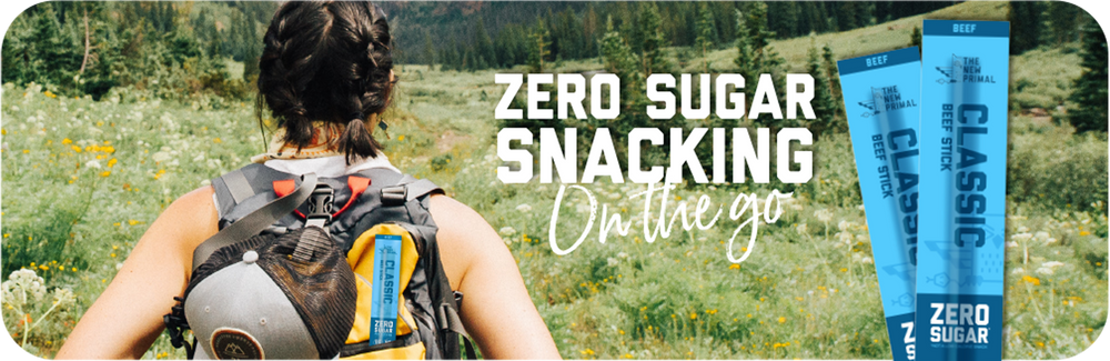 Zero sugar snacking on the go. The new primal classic beef stick