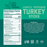 Lightly Peppered Turkey Meat Sticks, All-Natural Turkey, Zero Sugar (20 Sticks)