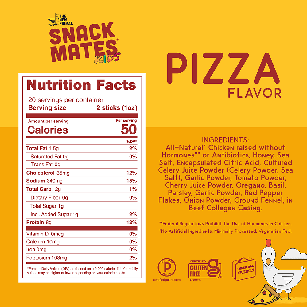 Snack Mates Chicken Pizza Mini Meat Sticks, All-Natural Chicken (8 Packs, 40 Mini-Sticks)